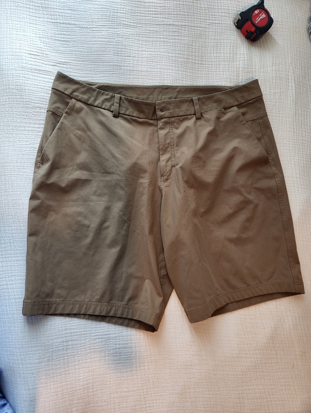 lululemon athletica Men's Flat-Front Olive Performance Shorts